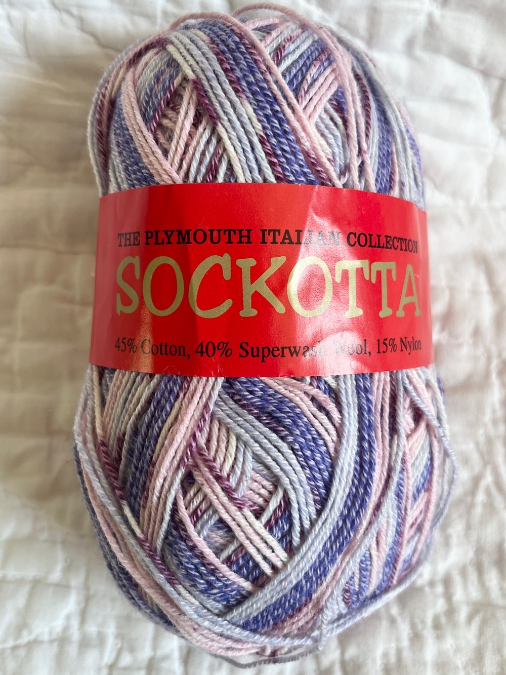 Plymouth Italian Coll. Sockotta Yarn Pink Purple Blue Cotton Wool Nylon 5612